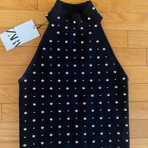 Zara -sleeveless studd black top Small